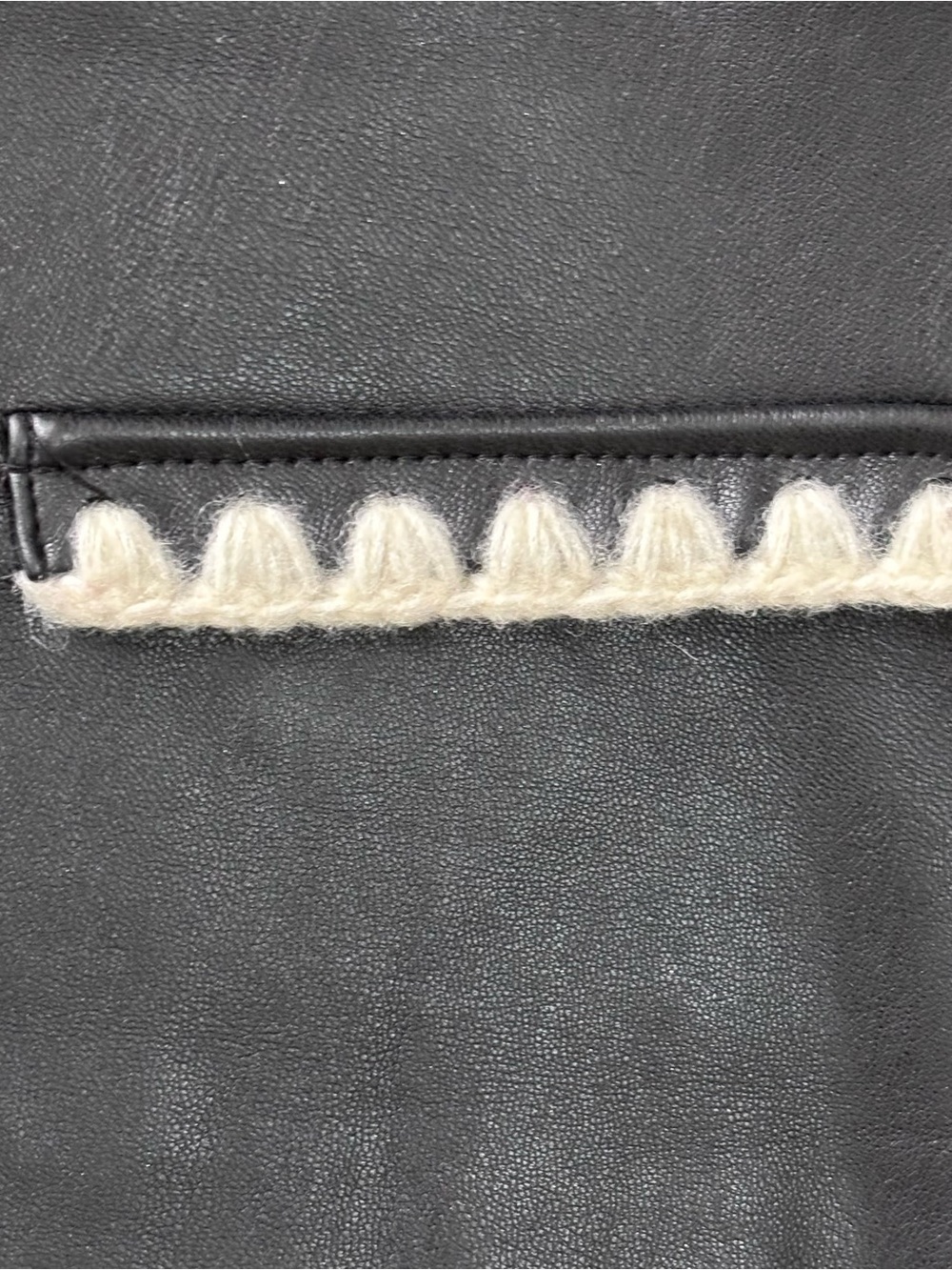 Zara Black Faux Leather Scalloped Mini Skirt Small - Picture 3 of 5